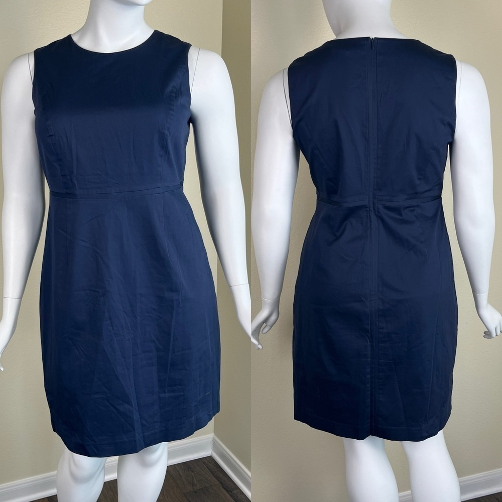 Boden Women’s Size 14 Blue Sleeveless Sheath Mini Dress Cotton Minimalist Office